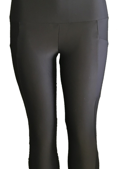 High Waist, Italian Black, Panelled Leggings / Yoga Pants (with a pocket)