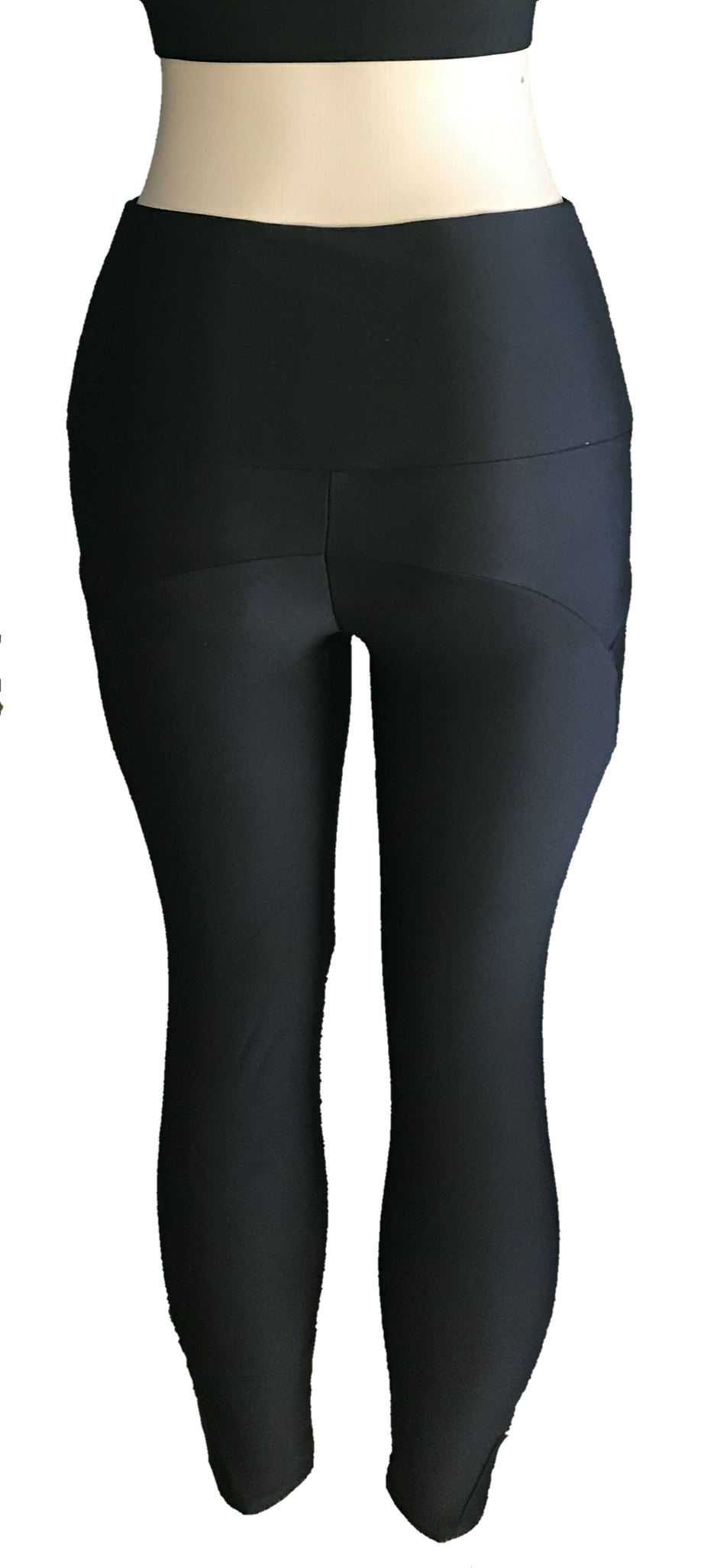 High Waist, Italian Black, Panelled Leggings / Yoga Pants (with a pocket)