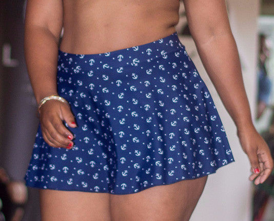 Anchors Swim Skirt - Attached Panty