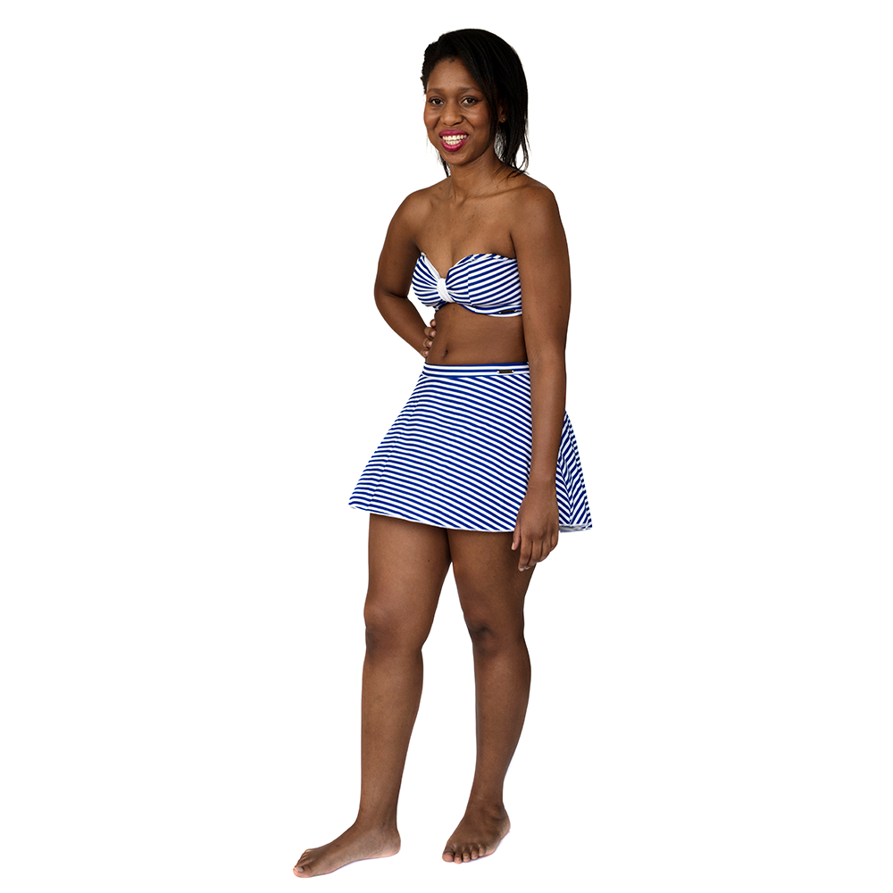 Shorty Swim Skirt  - Blue & White Stripes