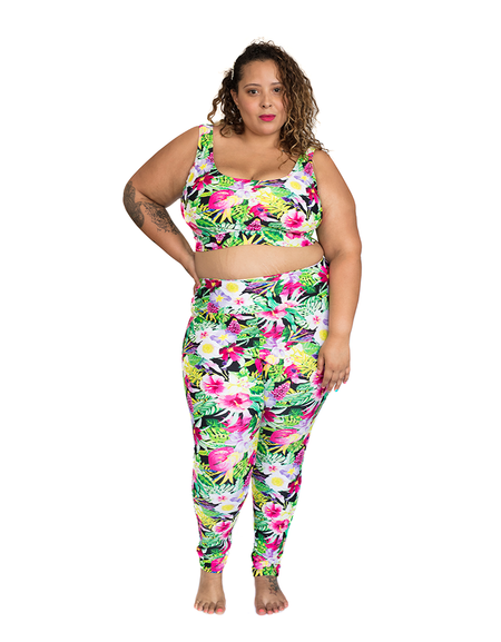 Yoga Pants Ankle length, Plus Size - Tropical Colours