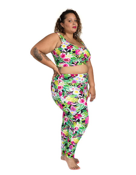 Yoga Pants Ankle length, Plus Size - Tropical Colours