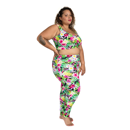 Yoga Pants Ankle length, Plus Size - Tropical Colours