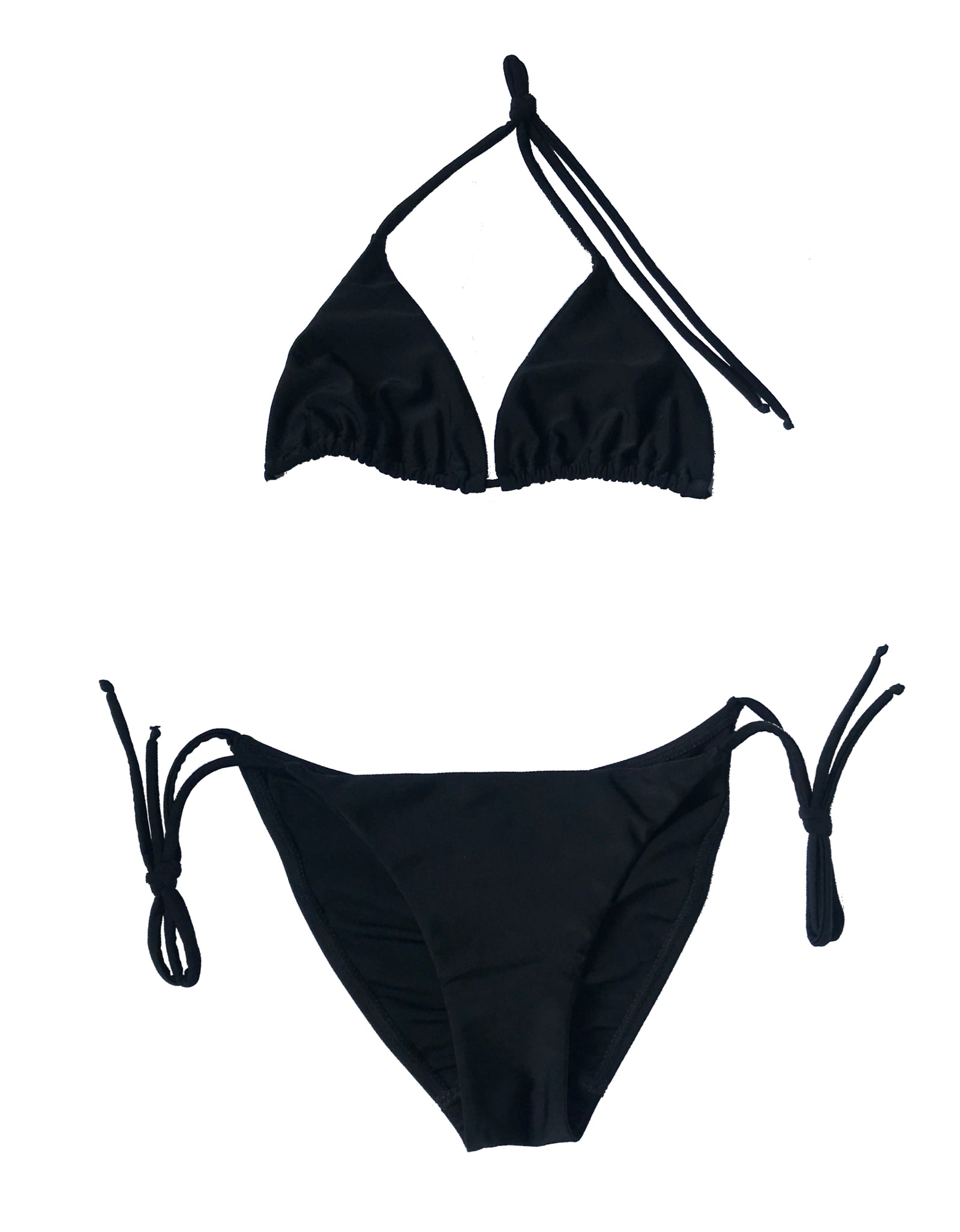 LLYLA Black String Bikini Set - Halterneck triangle bra with