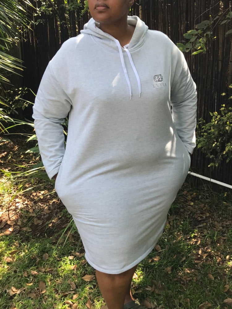 LLYLA Hooded Sweatshirt Dress with Side Pockets