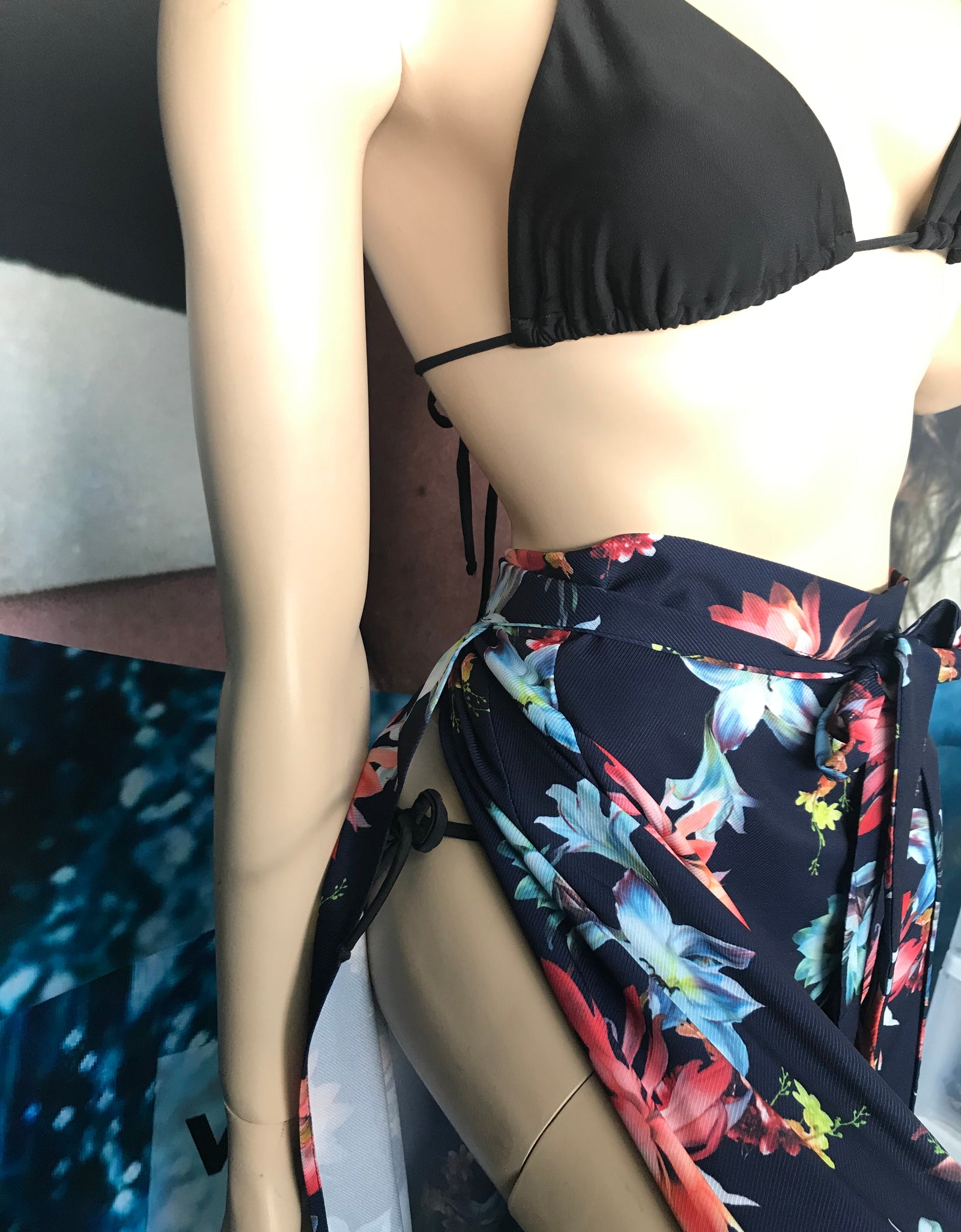 Wrap-Around Beach Pants - Floral on White