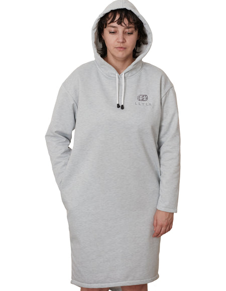 LLYLA Hooded Sweatshirt Dress with Side Pockets