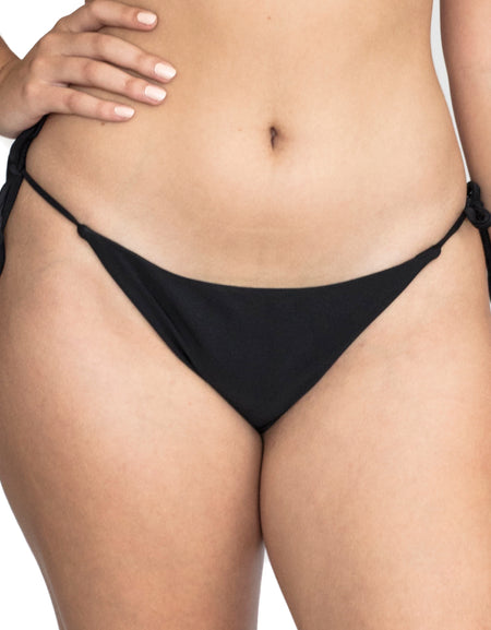 LLYLA Black String Bikini brief - with ruched back