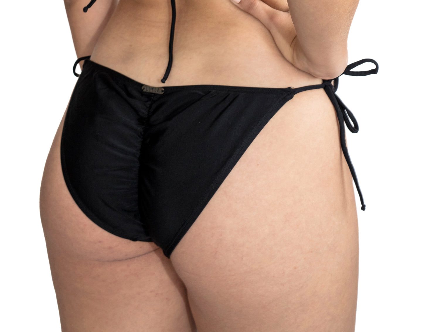 LLYLA Black String Bikini brief - with ruched back