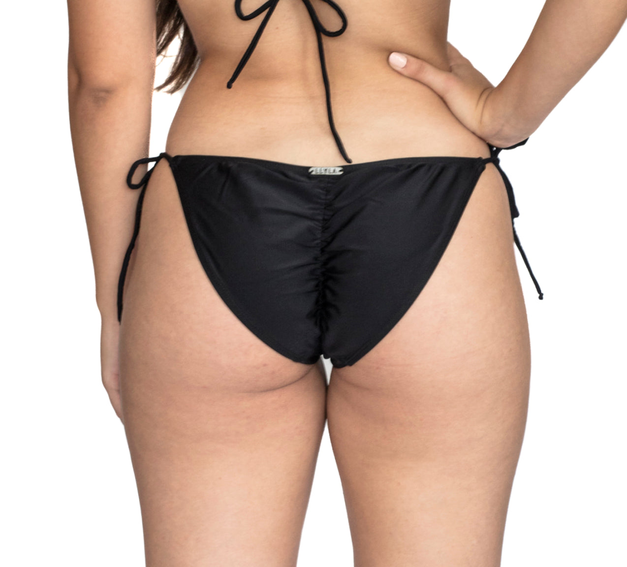 LLYLA Black String Bikini brief - with ruched back