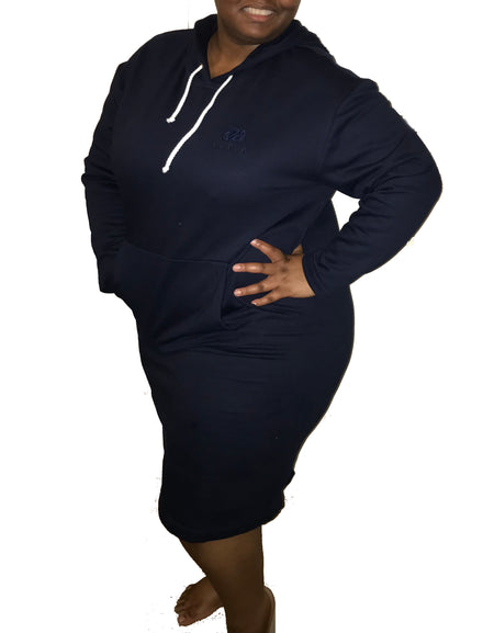 LLYLA 100% Cotton Navy Sweatshirt/Hoodie Front Pocket Dress