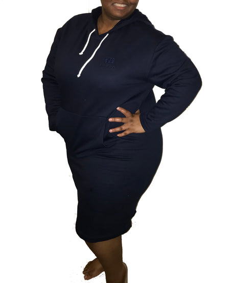 LLYLA 100% Cotton Navy Sweatshirt/Hoodie Front Pocket Dress